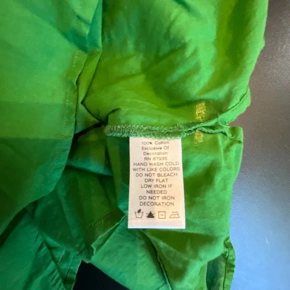 Susan Graver Style Green Cotton Embroidered Tunic Top Gold Beadwork Medium - Picture 8 of 10